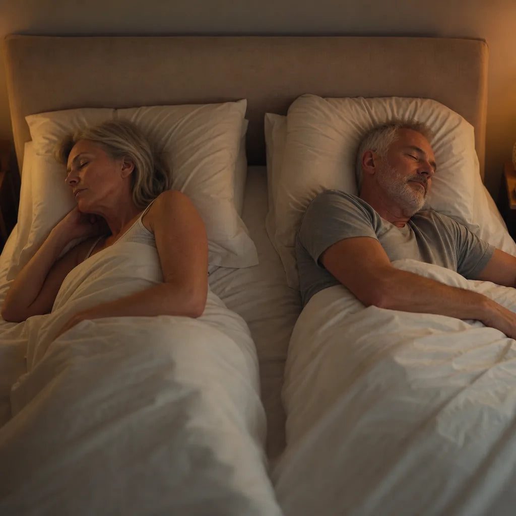 Una coppia di una certa età che dorme serenamente nello stesso letto